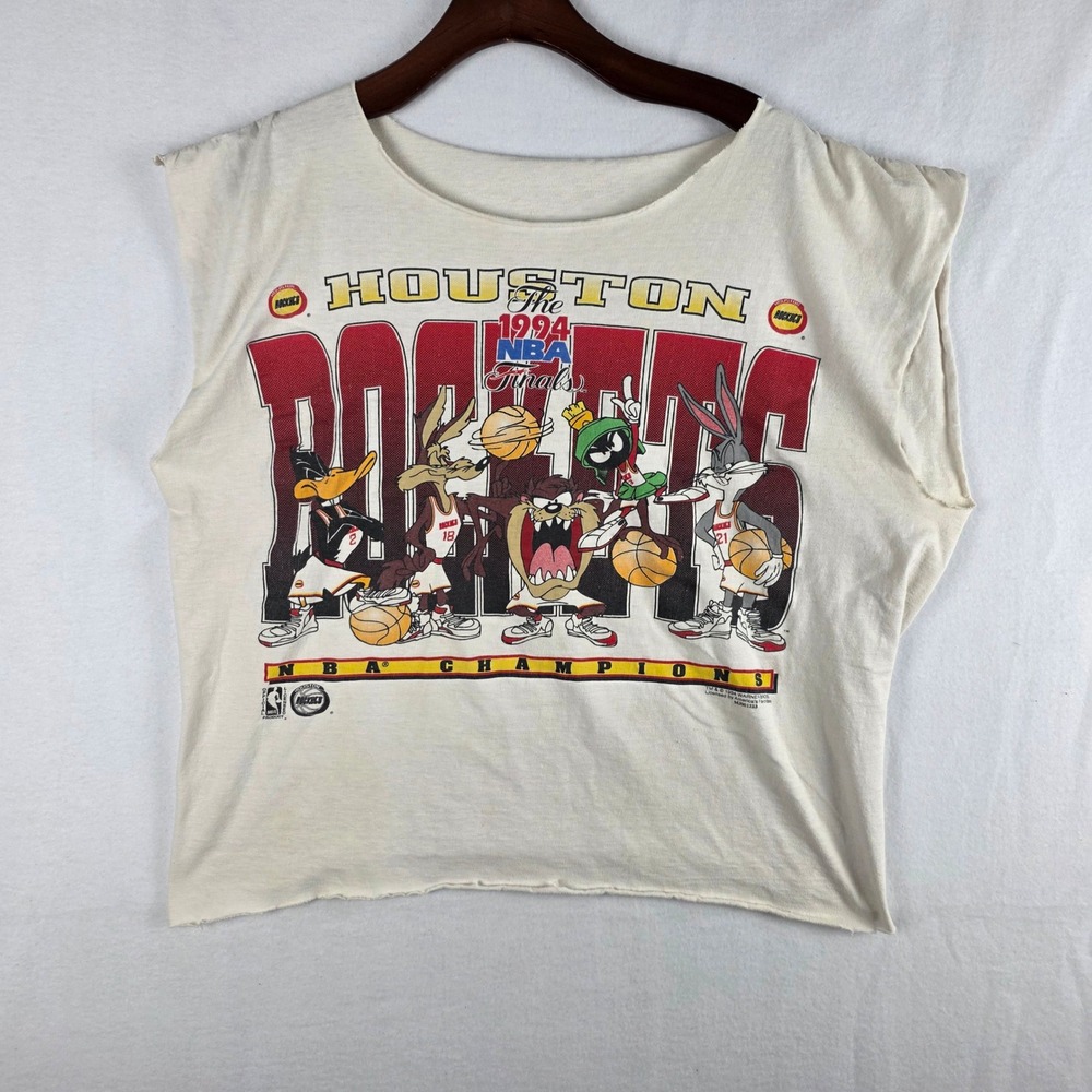 Vintage 1994 Houston Rockets NBA Champions Looney Tunes Tank Top Off White